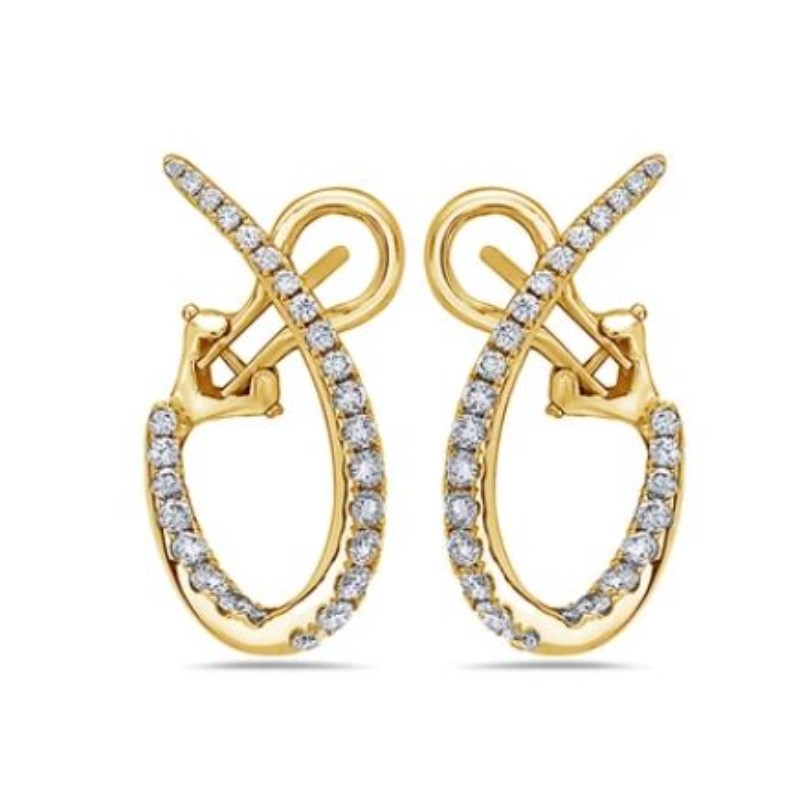 Charles Krypepll Eighteen Karat Yellow Gold Diamond Twist Earrings