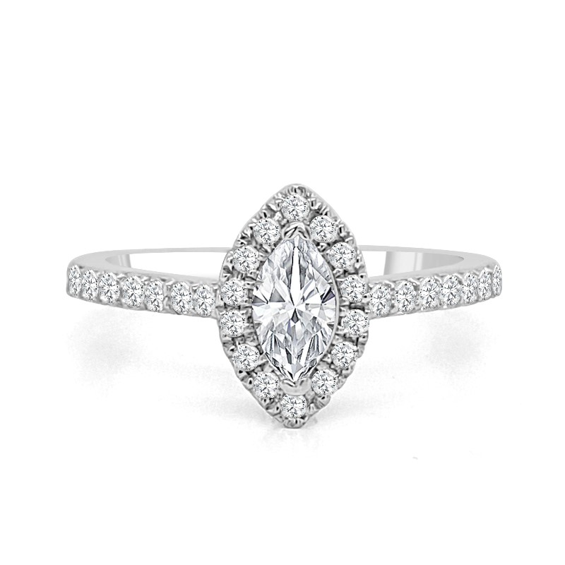 14 Karat White Gold Marquise Diamond Engagement Ring