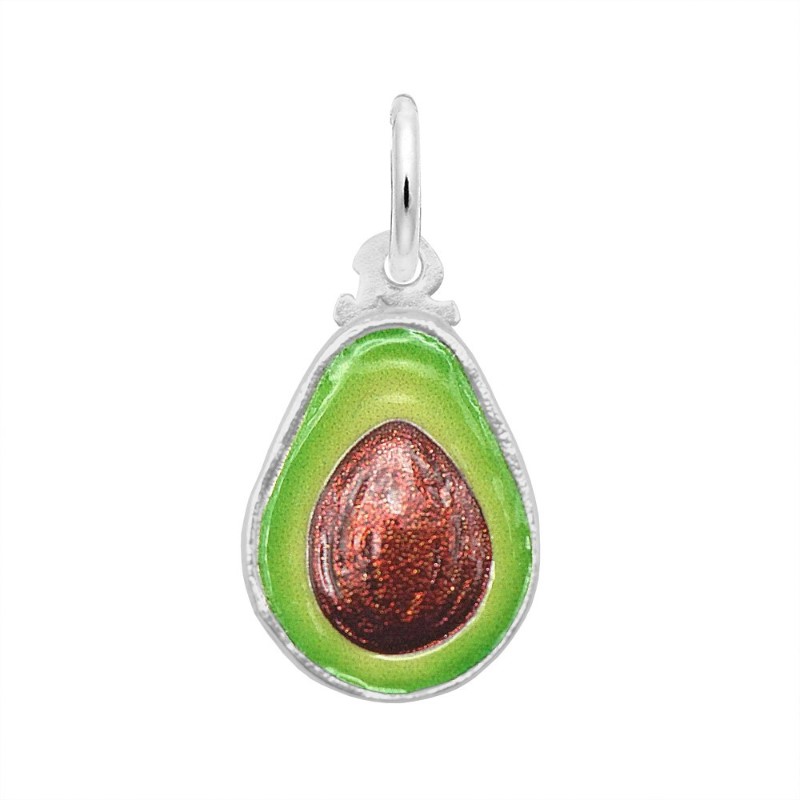 Painted Avocado Charm – Small  Sterling Silver