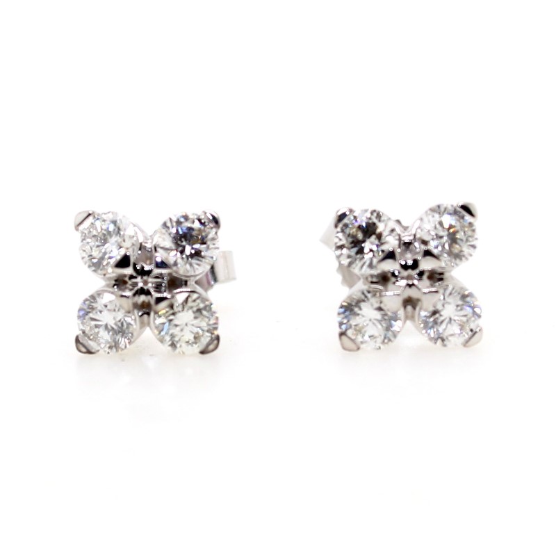 Roberto Coin 18 karat white gold Love in Verona diamond flower earrings