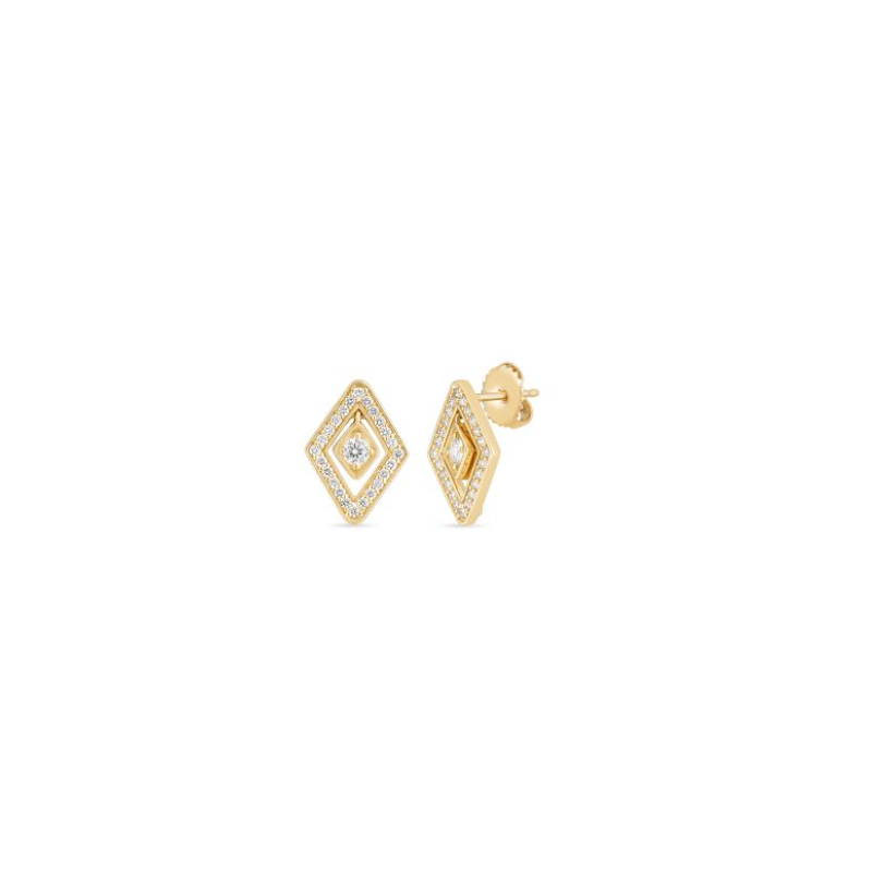 Roberto Coin 18 Karat Yellow Gold Diamante Diamond Stud Earrings