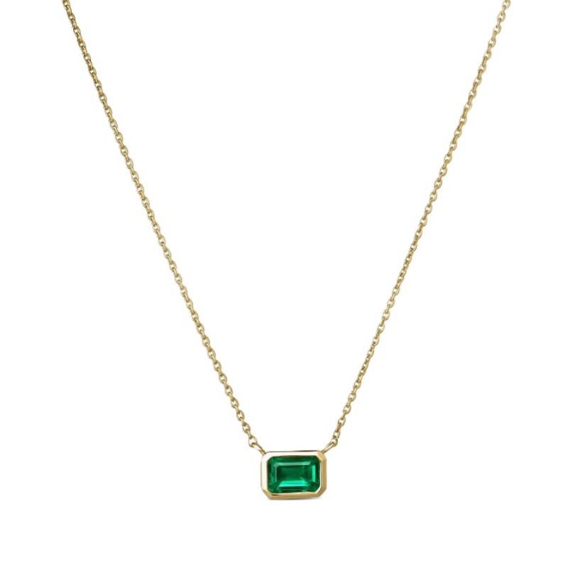 Roberto Coin Emerald Cut Emerald Necklace