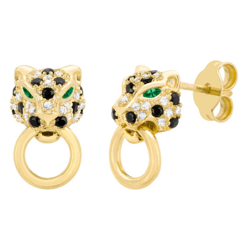 Classic Panther Stud Earrings in Yellow