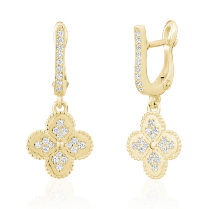 Heritage Clover Drop Earrings In Yellow