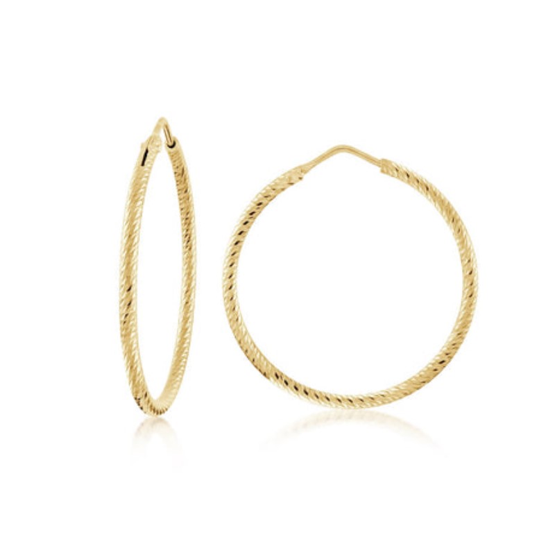 Medium Diamond Cut Hoops in Yellow