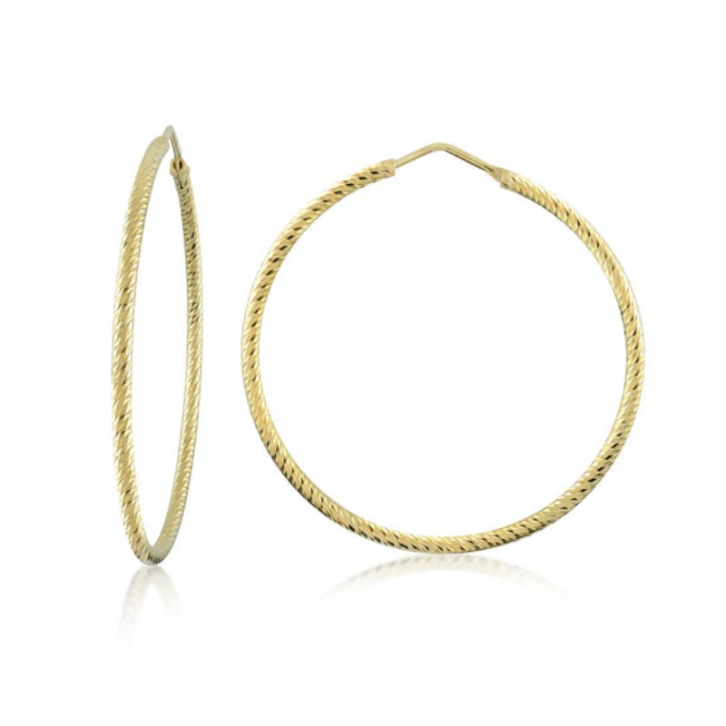 Large Diamond Cut Hoops in Yellow