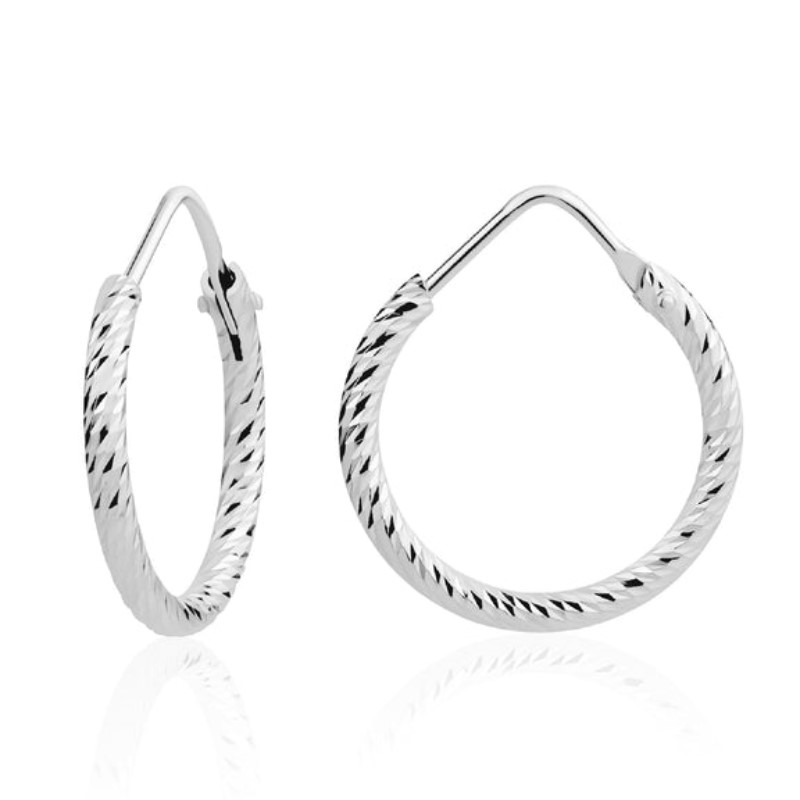 XS Diamond Cut Hoops in White