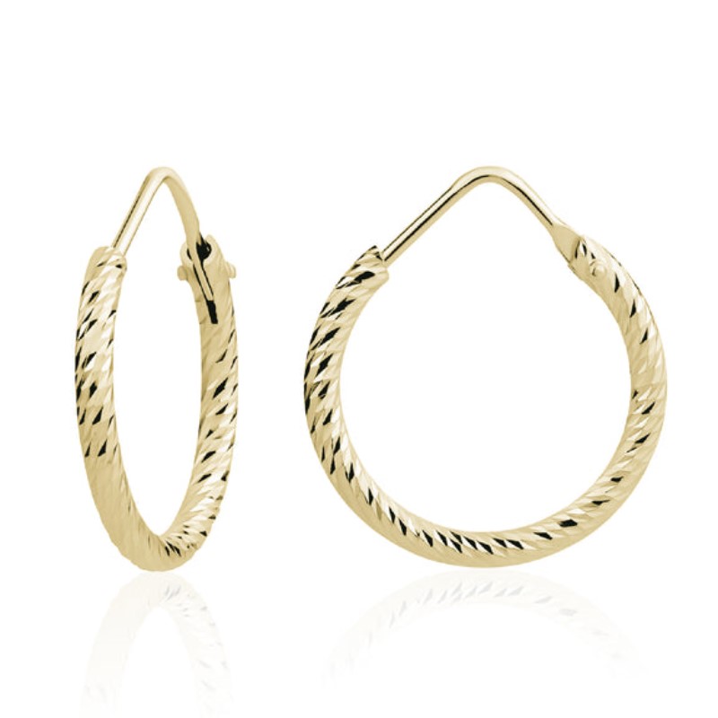XS Diamond Cut Hoops in Yellow
