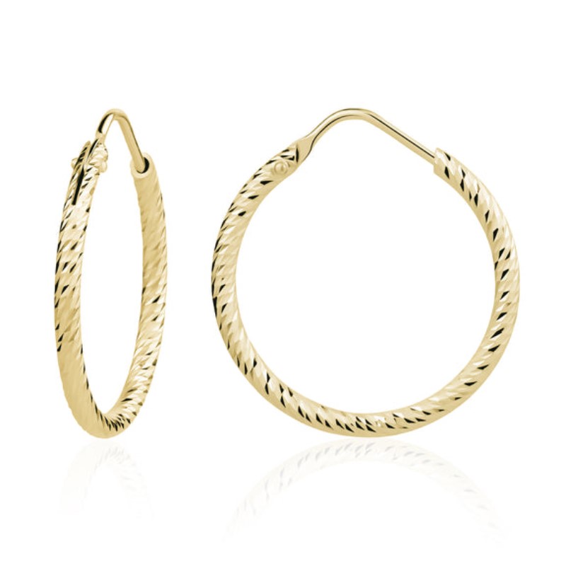 Small Diamond Cut Hoops in Yellow