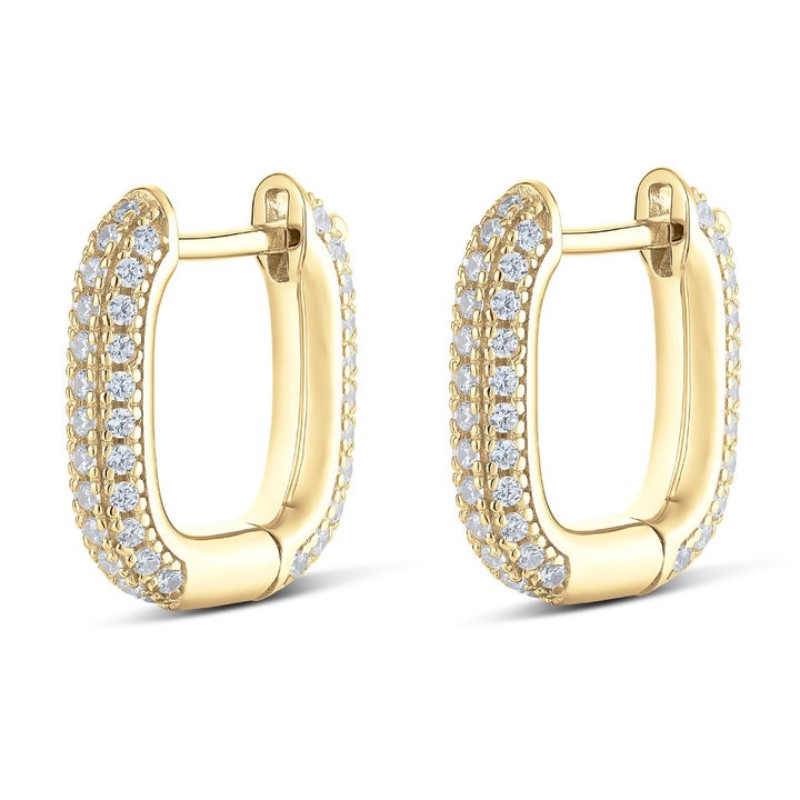 Be Square Pave Earrings in Yellow