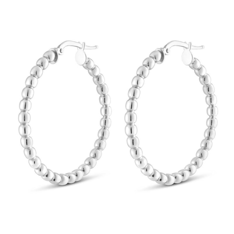 Large Bead Hoops in White