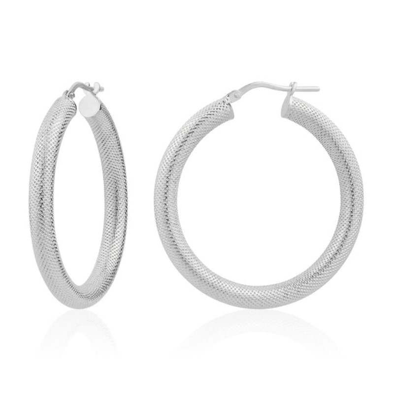 Textured Hoop 30Mm In White