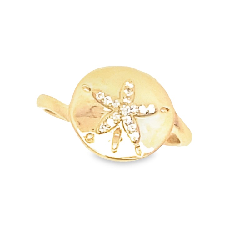 14 Karat Yellow Gold Diamond Sand Dollar Ring