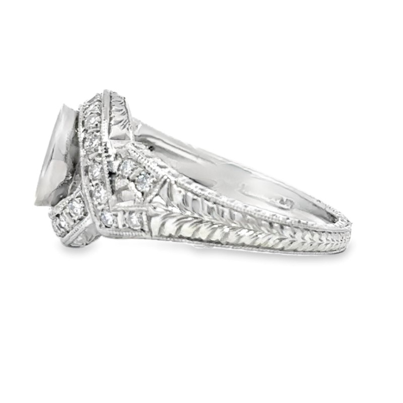 Platinum Diamond Antique Reproduction Semi Mount Ring