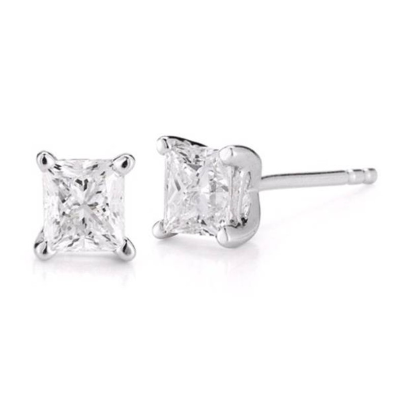 14 Karat White Gold Diamond Solitaire Earrings