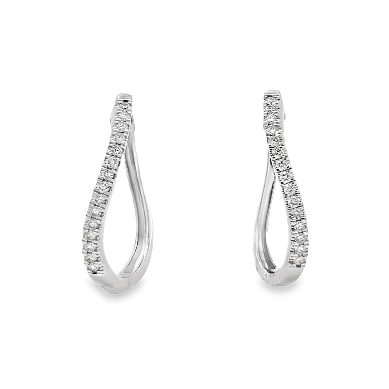 10 karat white gold twisted huggie hoop earrings