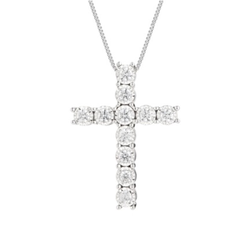 14 Karat White Gold Diamond Cross Pendant .20 Carat Category
