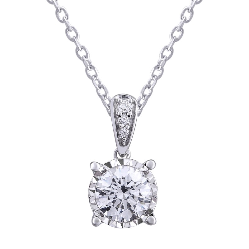 14K Wg Diamond Pendent Necklace Measuring 18 Inches  .50 Carat I1 - G/H