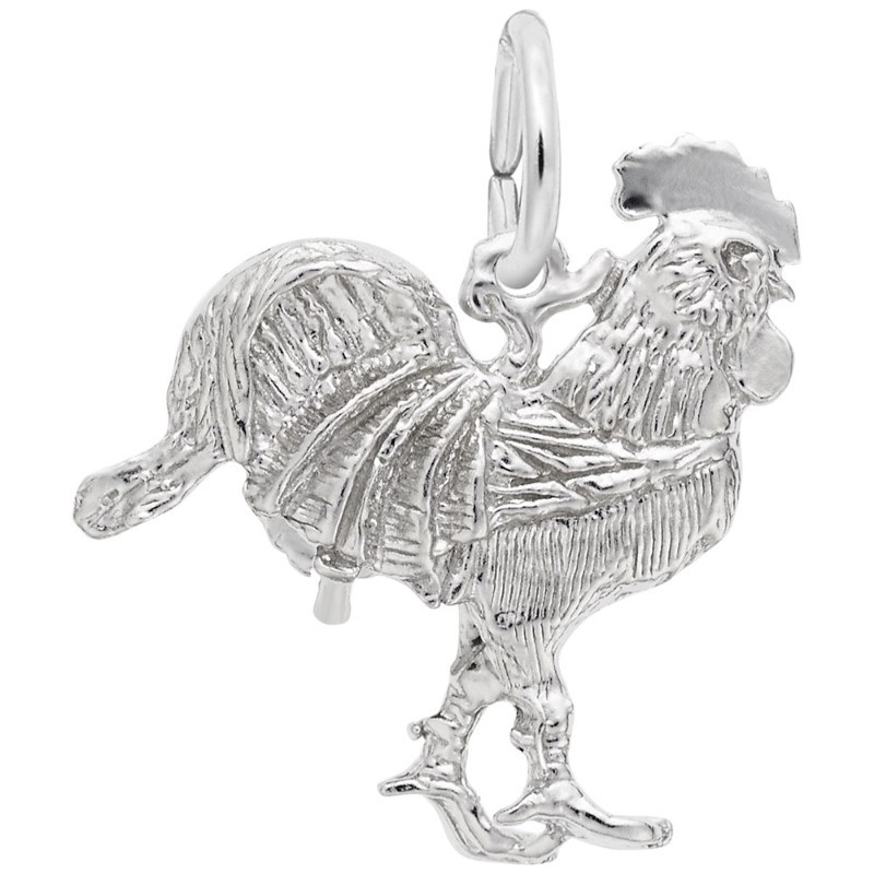 Rooster Charm Sterling Silver