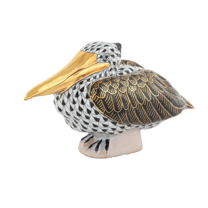 Herend Black Sitting Pelican