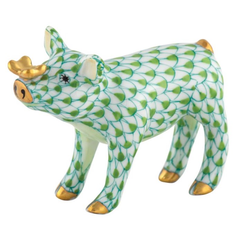 Herend Key Lime Pig With Butterfly