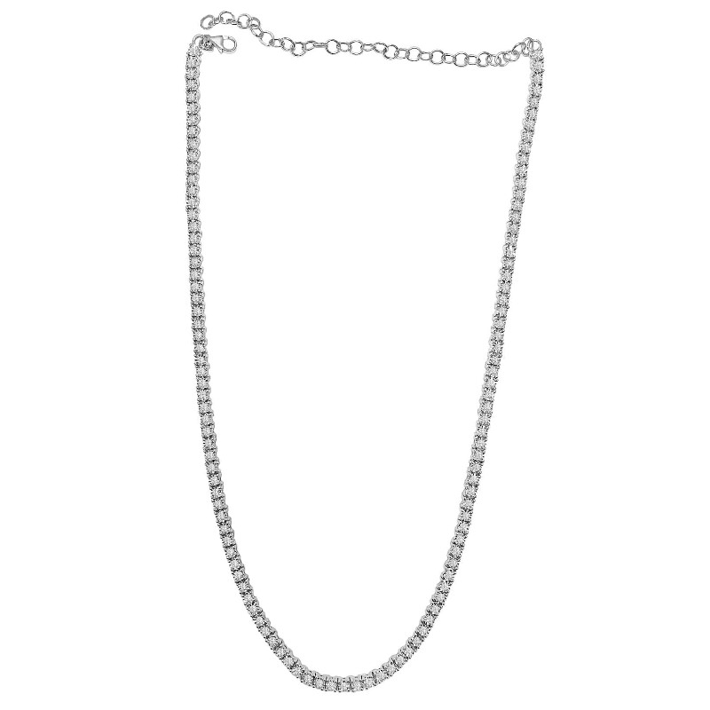 14 Karat White Gold Diamond Station Necklace 1 Carat Category