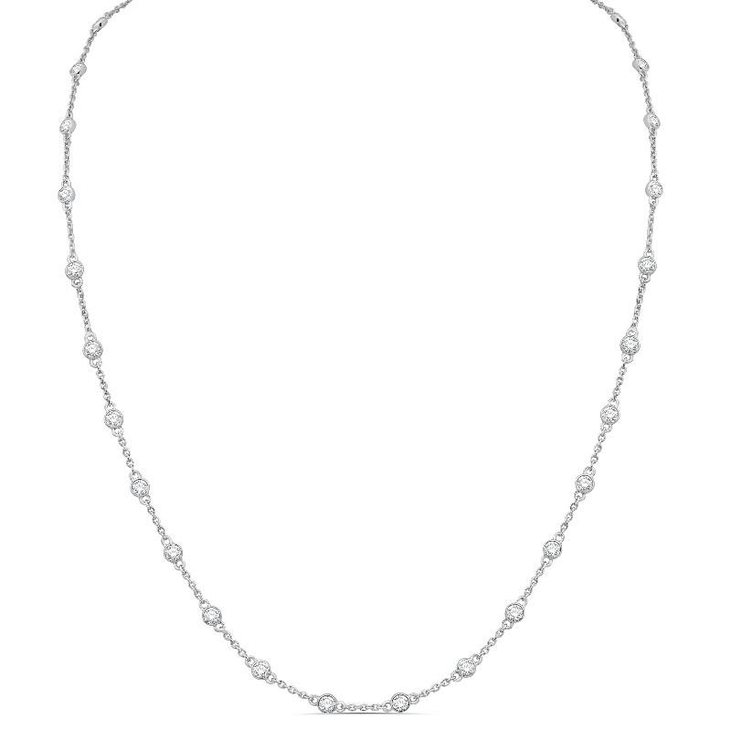 14 Karat White Gold Diamond By The Inch Necklace