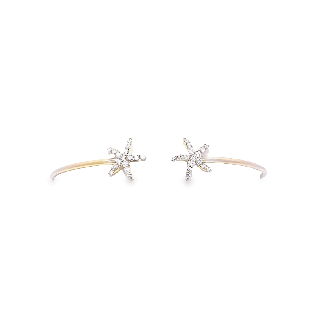 14 Karat Yellow Gold Diamond Starfish Bangle Bracelet