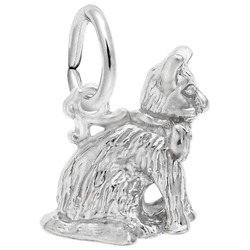 Sitting Cat Charm Sterling Silver