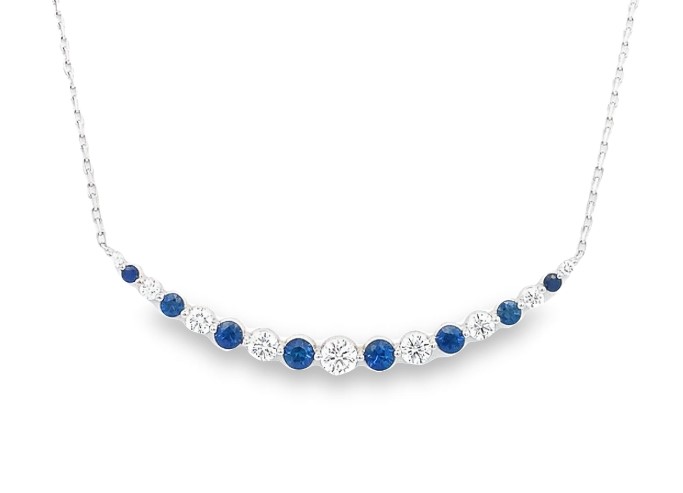 Diamond And Blue Sapphire Necklace