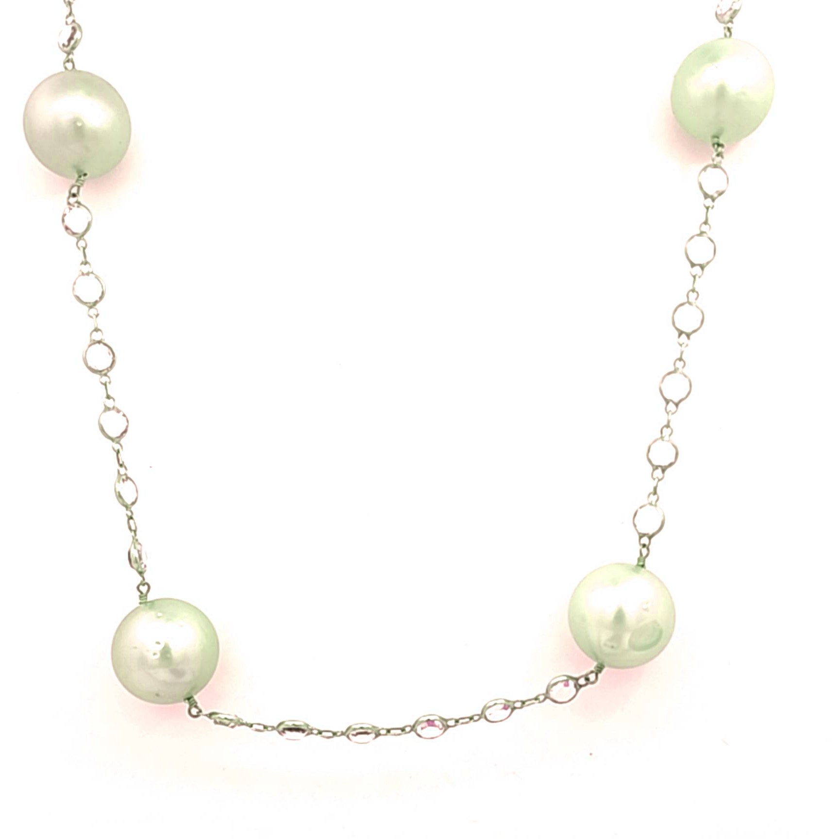 Tin Cup Golden South Sea Pearl And White Topaz Necklace