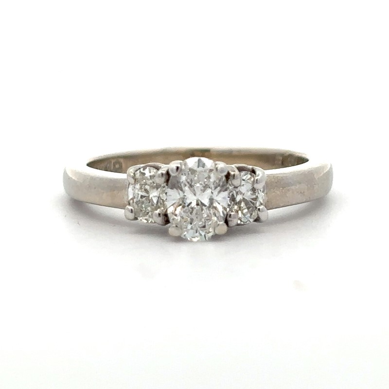 Estate 3-Across Oval Diamond Ring