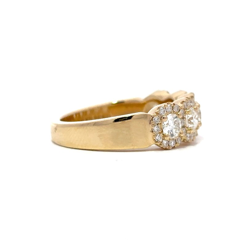 Henri Daussi 5 Stone Halo Diamond Band