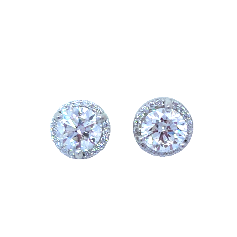 Estate GIA Diamond Halo Earrings