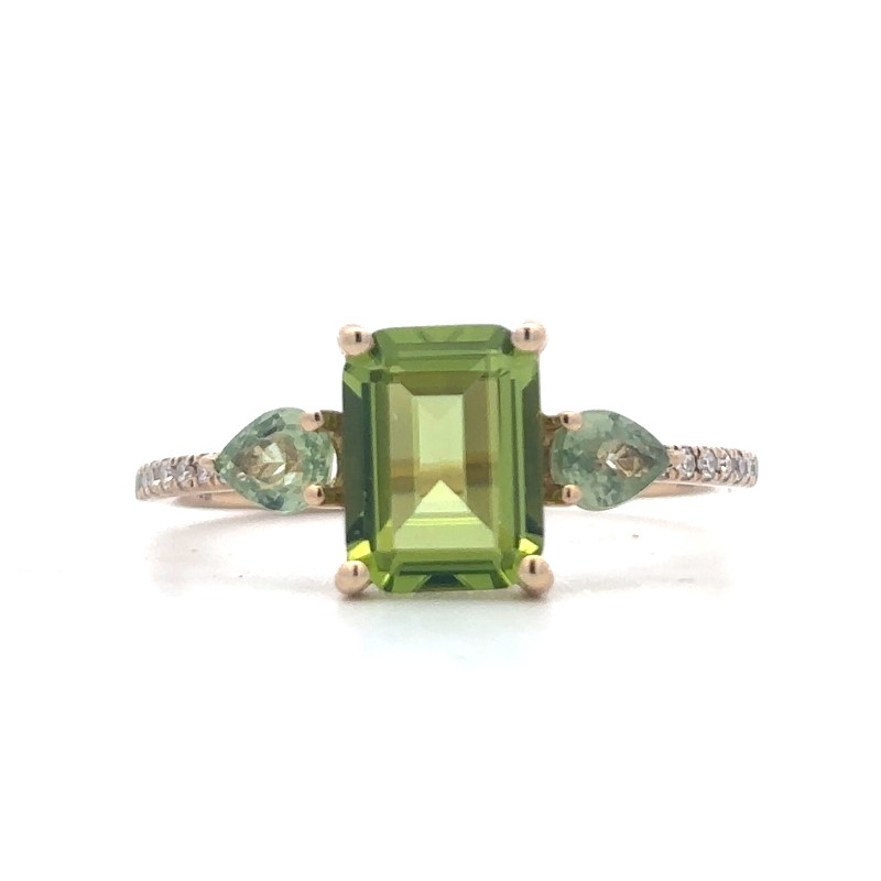 Peridot  Green Sapphire And Diamond Ring