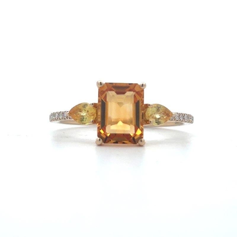 Citrine  Yellow Sapphire And Diamond Ring