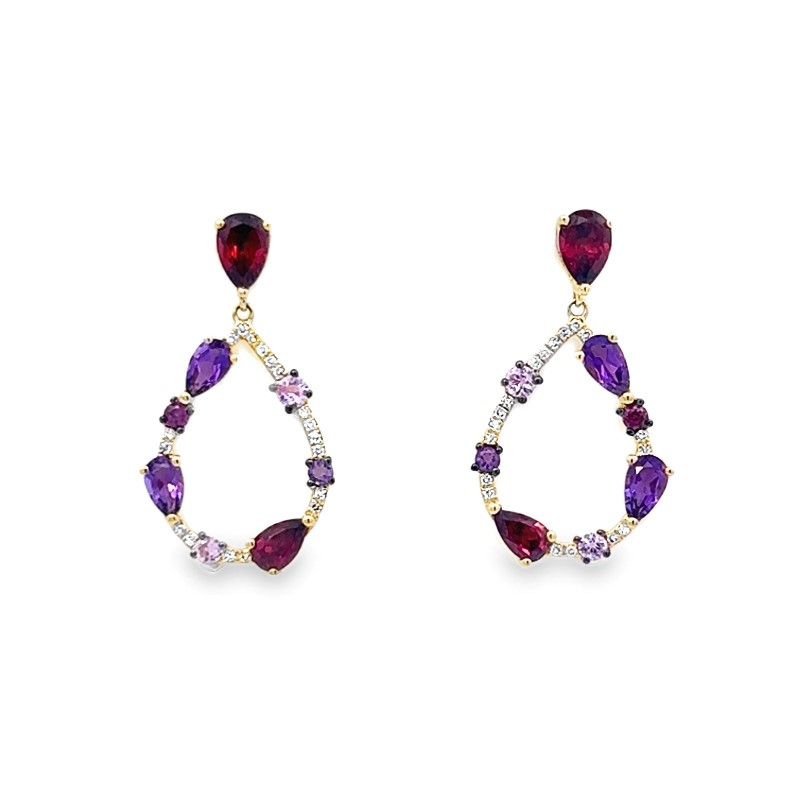 Multicolored Gemstone Dangle Teardrop Earrings