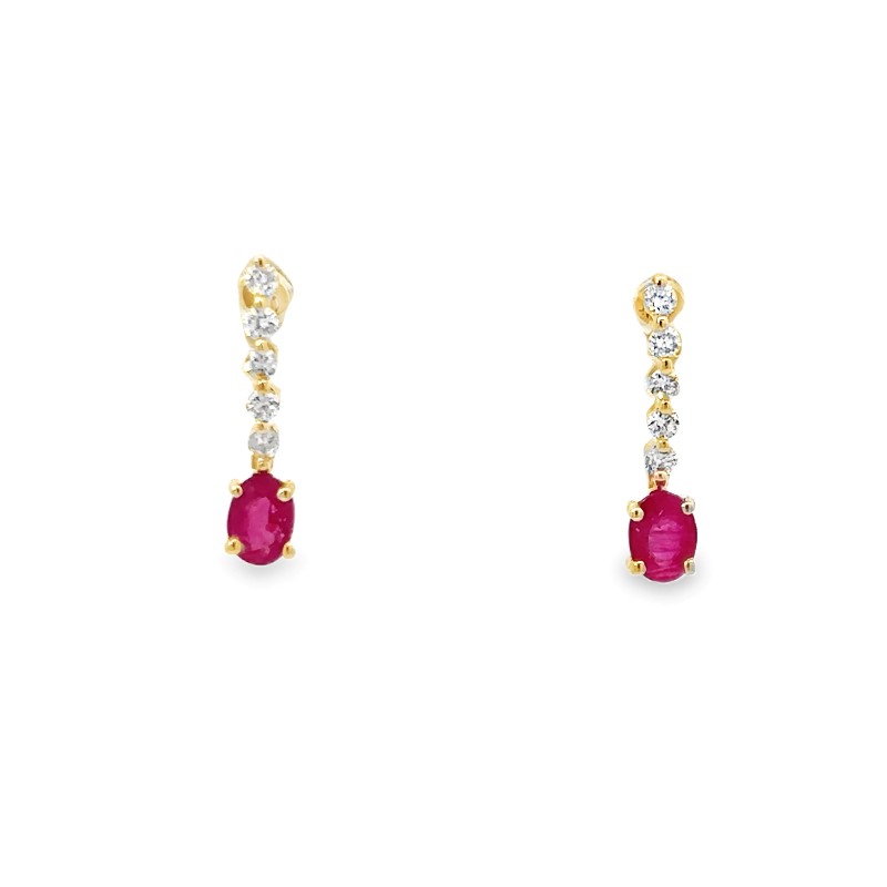 Ruby And Diamond Drop Earrings
