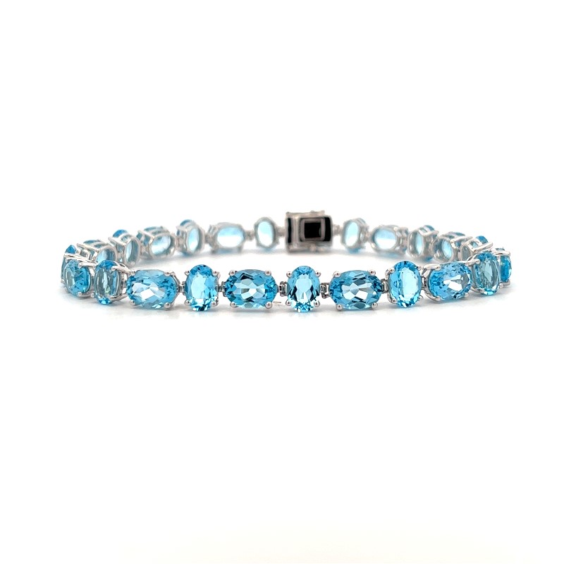 Oval Swiss Blue Topaz Bracelet