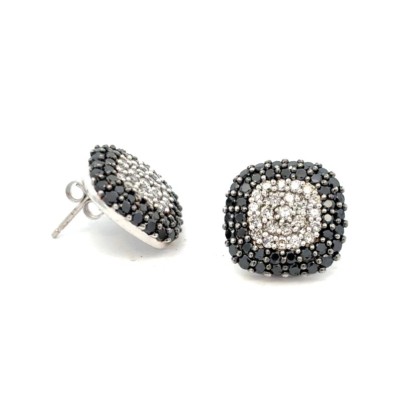 Estate Effy Black And White Diamond Earrings
