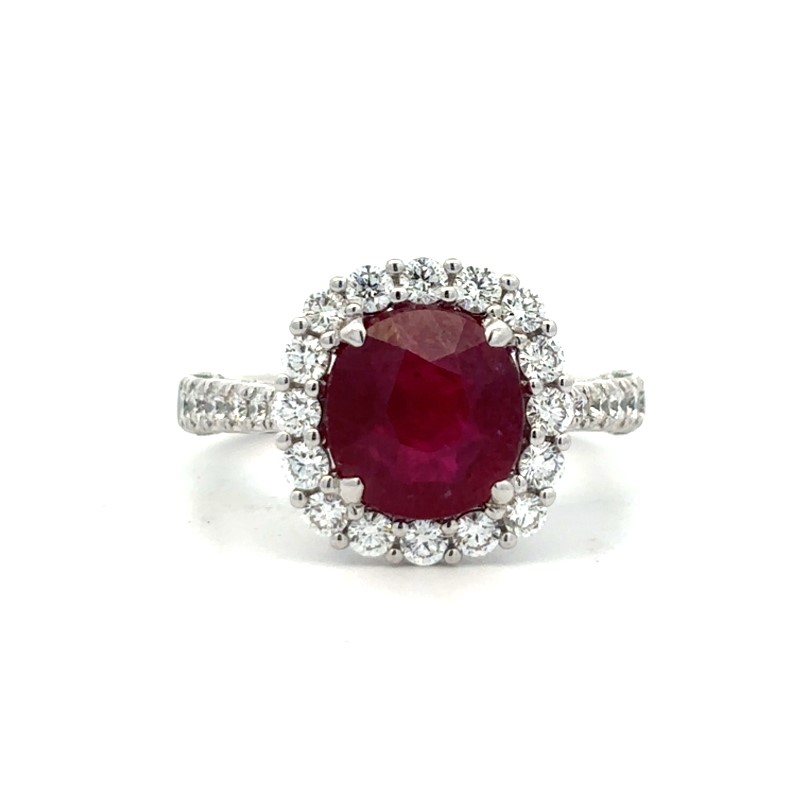 Ruby And Diamond Halo Ring