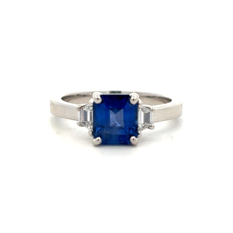 Diamond And Blue Sapphire 3 Across Ring