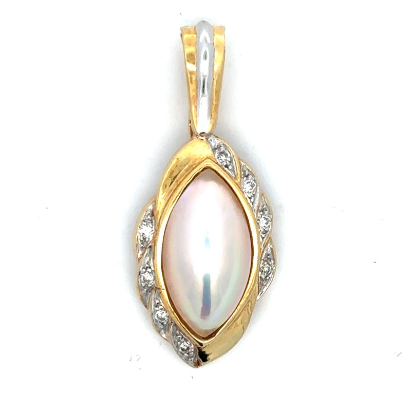 Estate Mabe Pearl And Diamond Pendant