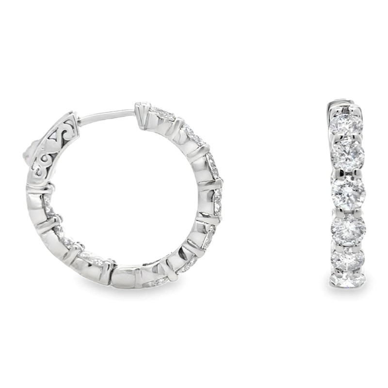 Diamond Inside Out Hinged Hoop Earrings
