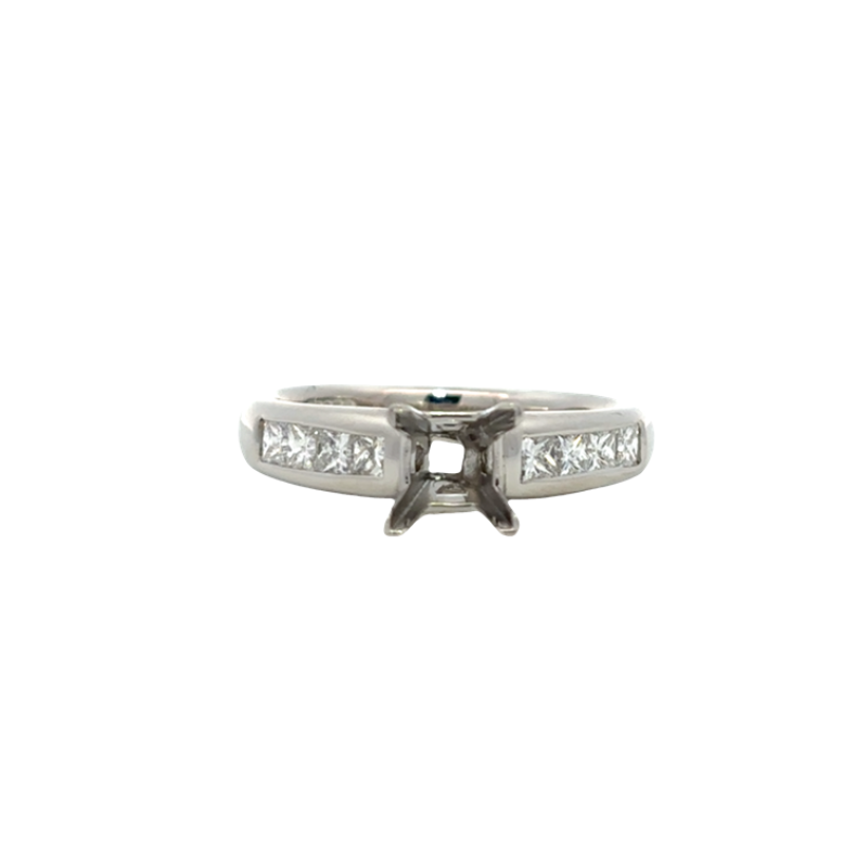 Platinum Princess Cut Diamond Semi Mount Ring