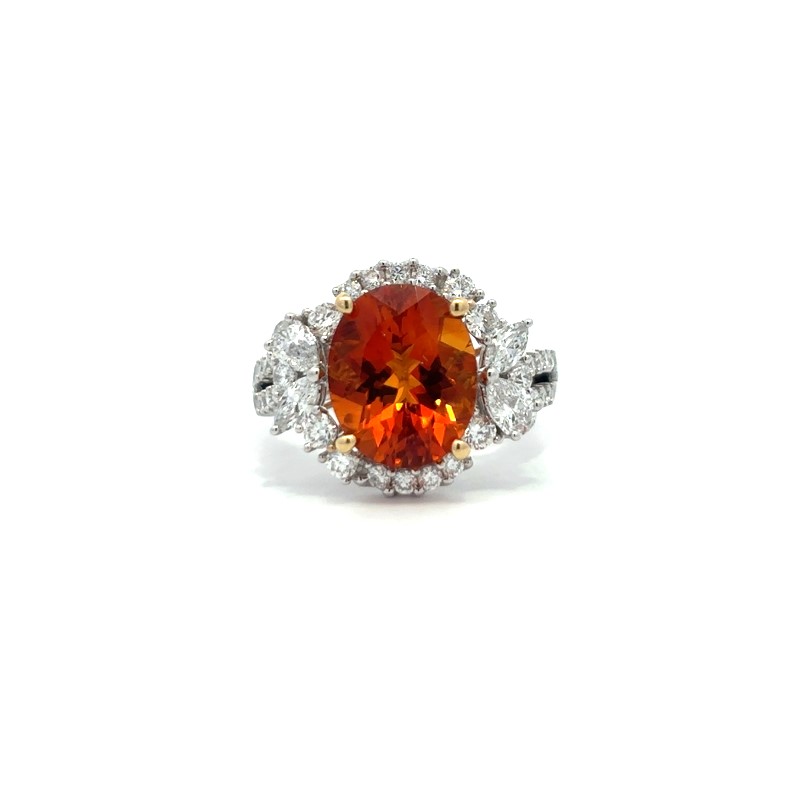 Oval Citrine and Diamond Ring