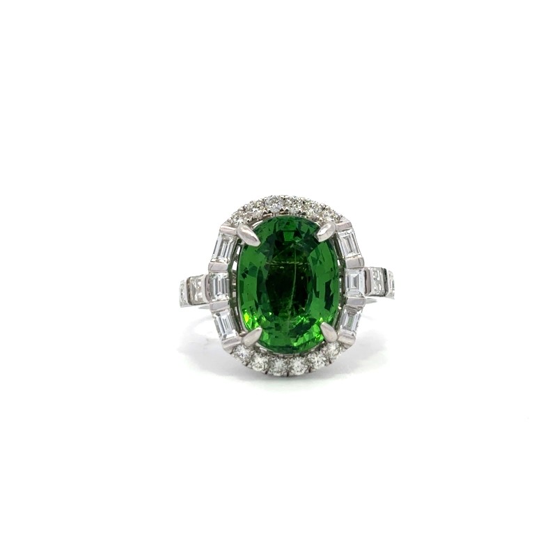 Tsavorite And Diamond Ring And Pendant