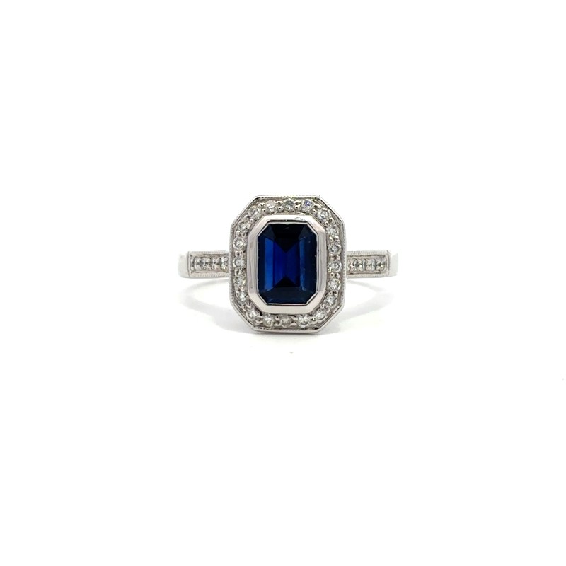 Blue Sapphire and Diamond Ring