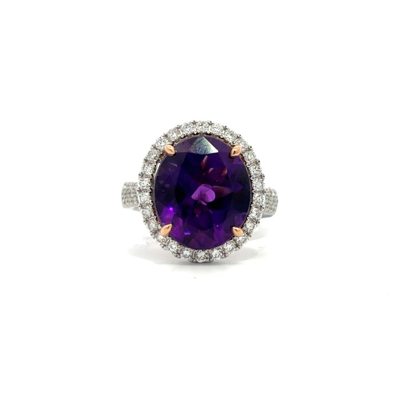 Oval Amethyst and Diamond Ring