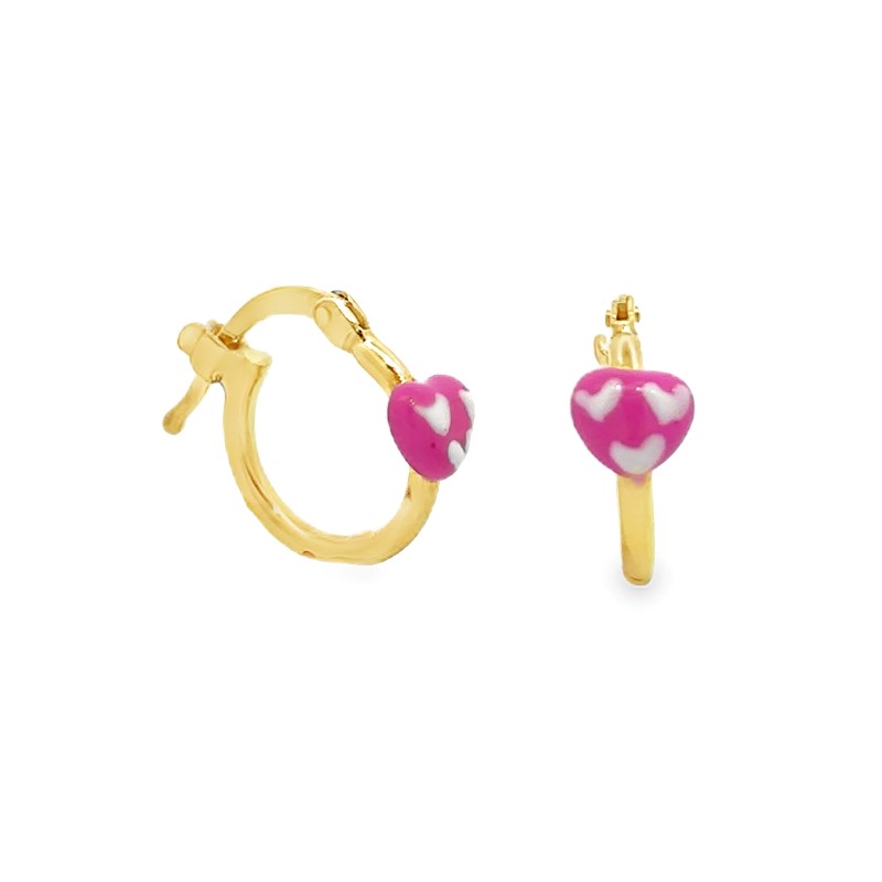 AMen Baby Enamel Heart Hoop Earrings